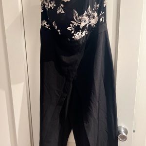 The strapless jumpsuit is dressy enough for evening wear.